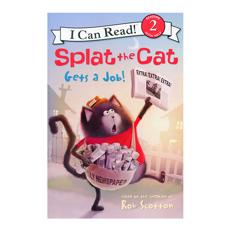 进口英文原版Splat The Cat Gets A Job啪嗒猫找到一份工作 4-8岁i can read 2阶 英语绘本童书 分级读物二阶段 柯林斯出版