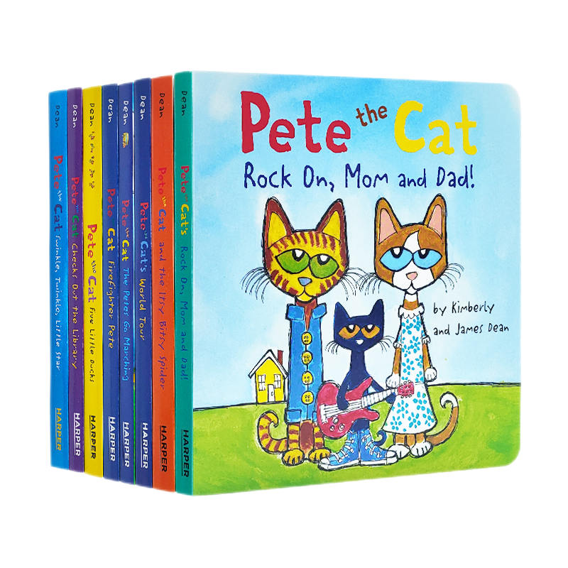 皮特猫新品上架 8册盒装绘本 英语经典童谣故事 英文原版纸板书Pete the Cat and the Ltsy Bitsy Spider 3-6岁英文绘本 有音频