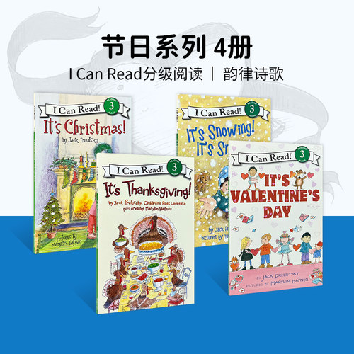 正版英文原版 4册圣诞节主题英语绘本I Can Read Level3 It's Christmas! 圣诞节到了等作品4本分级读物icanread英语启蒙分级读物