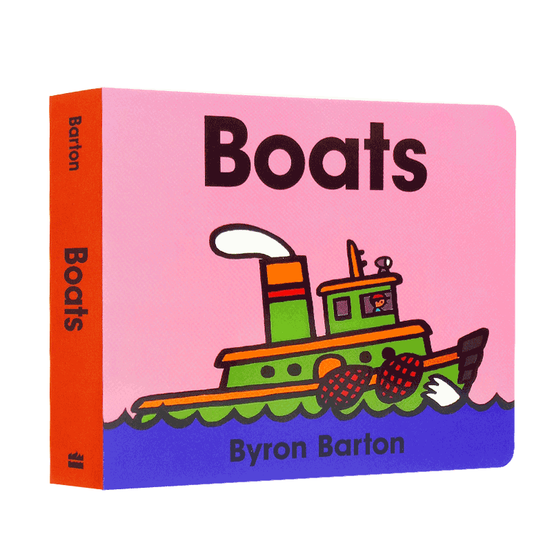 进口英文原版绘本 纸板书 Boats 各种各样的船 拜伦巴顿Byron Barton作品 交通工具幼儿启蒙认知单词童书 Harper Collins出版2-6岁