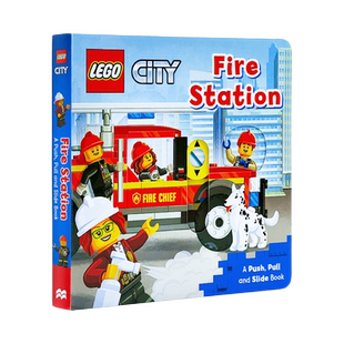 乐高消防局英文原版 Lego Fire Station 纸板机关操作活动书 幼儿启蒙学习