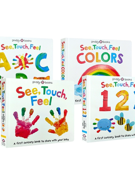 See Touch Feel 英文原版绘本触觉视觉嗅觉感官认知触摸书 A First Sensory Book幼儿童早教启蒙英语读物亲子互动游戏书内附小镜子