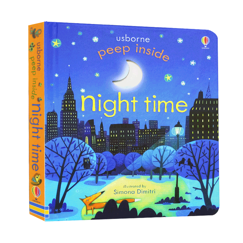 英文原版 偷偷看系列之夜晚时光 Peep Inside Night-Time 培养观察力必备绘本,洞洞翻翻书原版漫画书英文绘本