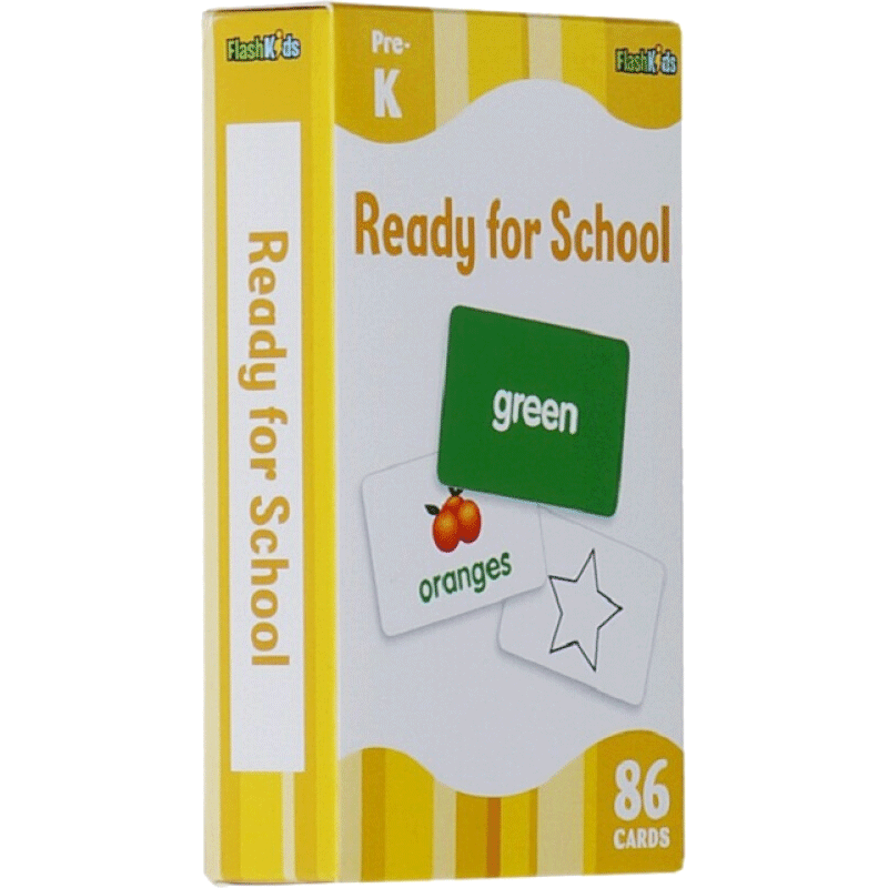 进口英文原版Ready for School 幼儿园小学一年级启蒙闪卡 0-3岁 字母单词记忆背诵 英语启蒙卡片 学龄前阶段3-7岁背单词 教学工具