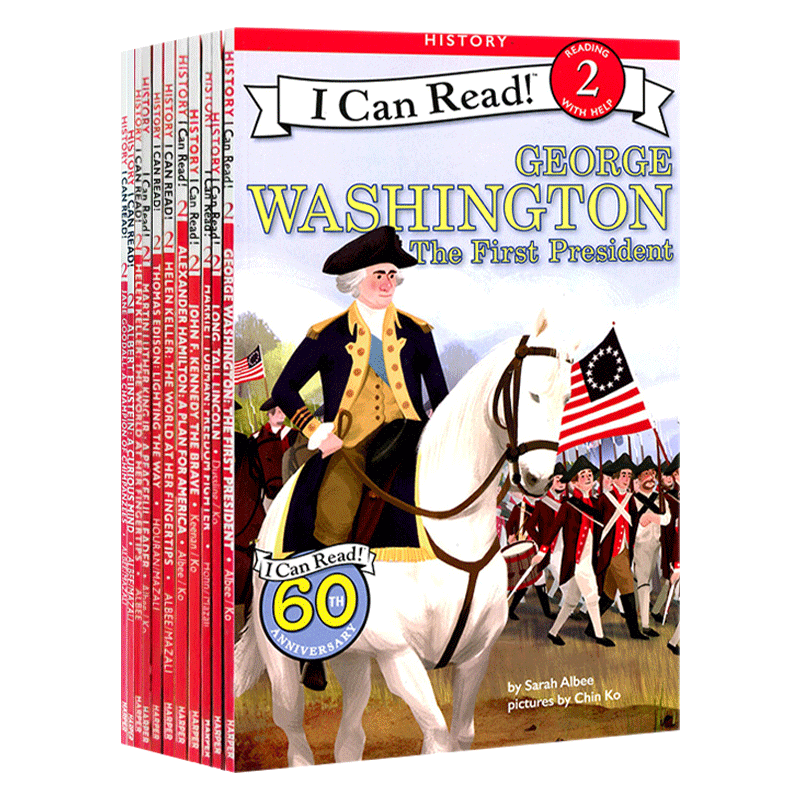 10册英文原版I Can Read level 2 美国历史名人传记系列 华盛顿 林肯  马丁路德金 亚历山大汉密尔顿 海伦凯勒