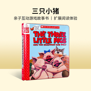 正版儿童英文原版绘本书 学乐边玩边读系列The Three Little Pigs三只小猪 学乐角色扮演互动书 幼儿原版英语绘本书