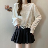 胖内搭不规则法式 春季 0206k 春装 大尺码 女打底衫 t恤金丝绒正肩长袖