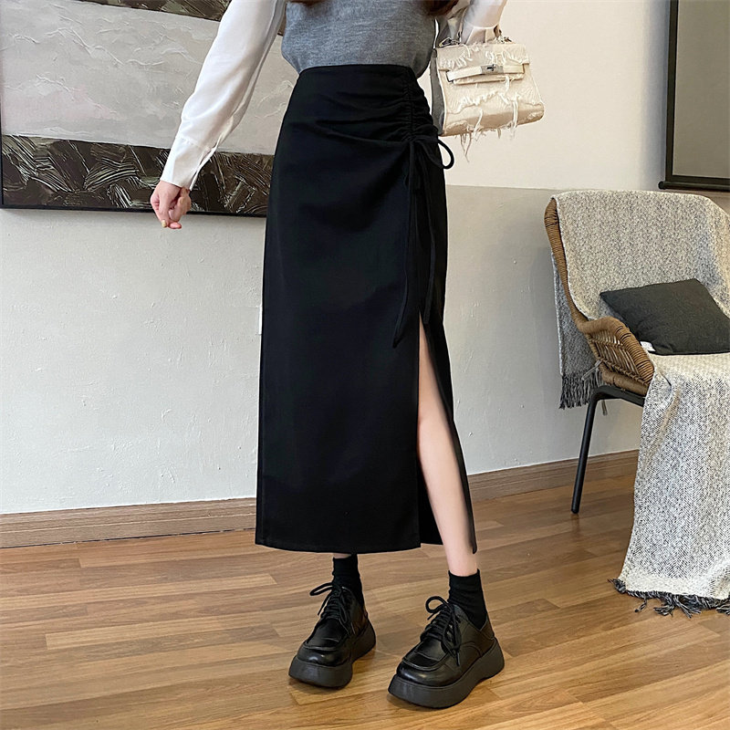 thumbnail for 设计感开叉西装裙中长款半身裙女春季大码胖mm梨形显瘦a字直筒裙