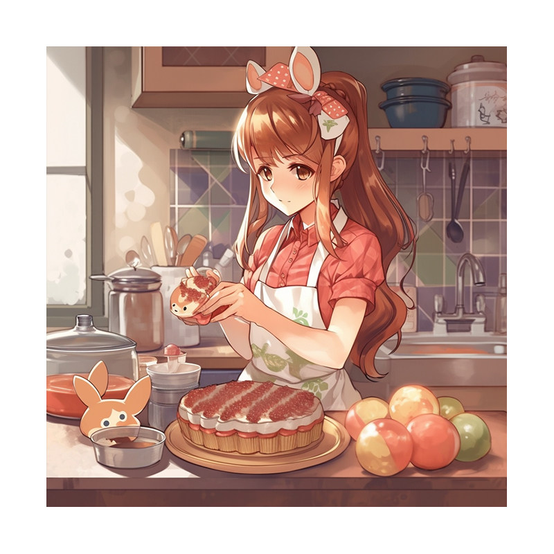 绝美厨娘 数字油画diy动漫绝美厨娘画手绘卡通人物厨娘手工装饰画