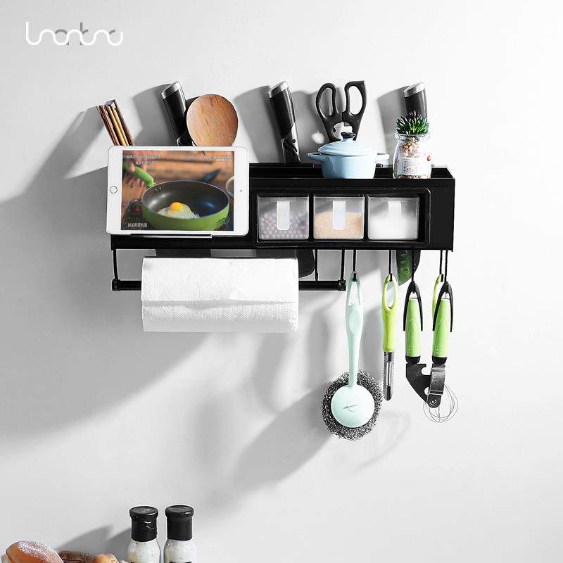 北歐黑色太空鋁多功能廚房置物架壁挂收納架儲物架調味罐架子刀架在類目 家裝主材, 廚房, 廚房掛件, 置物架中 - 來自Buy2taobao.com提供專業的淘寶代購服務