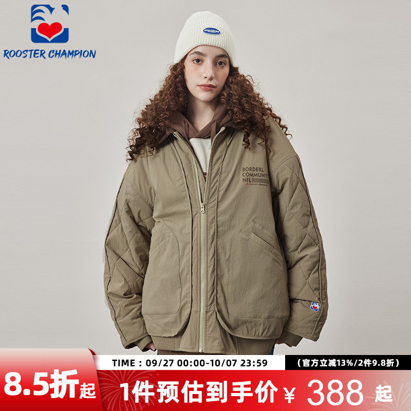 公鸡冠军2024新款深卡其棉服