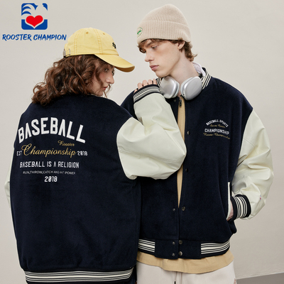 公鸡冠军深蓝色棒球服男