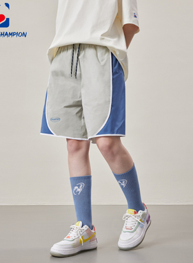 公鸡冠军短裤男2025夏季新款灰色宽松印花撞色直筒休闲运动五分裤