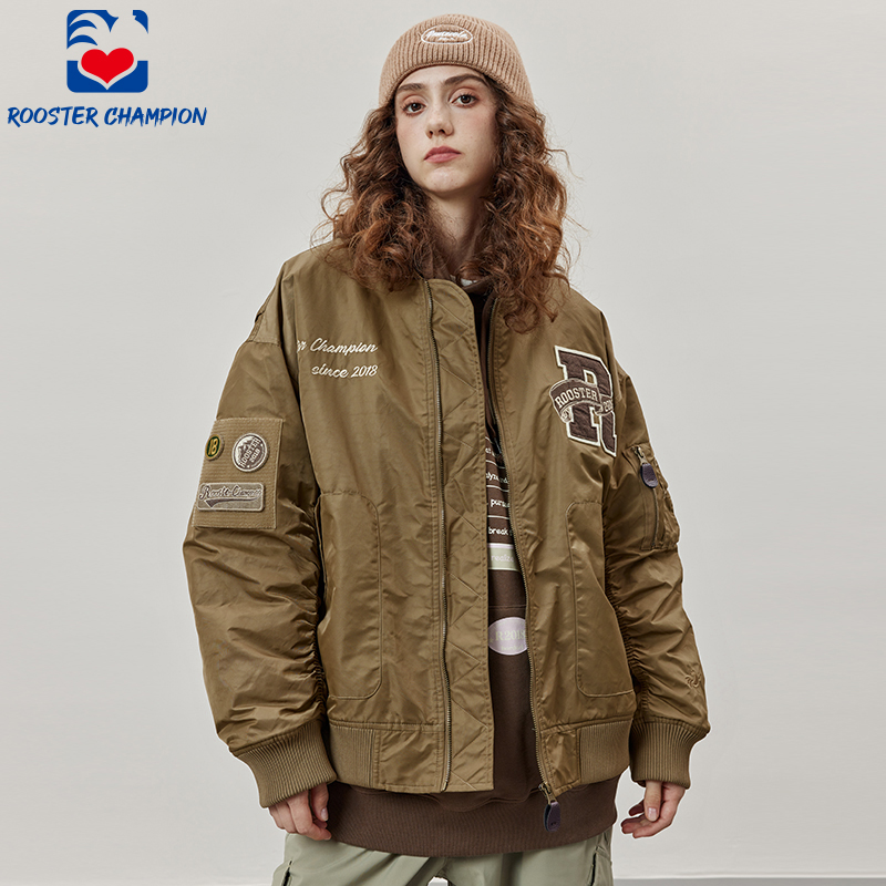 公鸡冠军飞行员棉服夹克