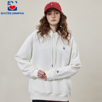 公鸡冠军白色连帽重磅卫衣