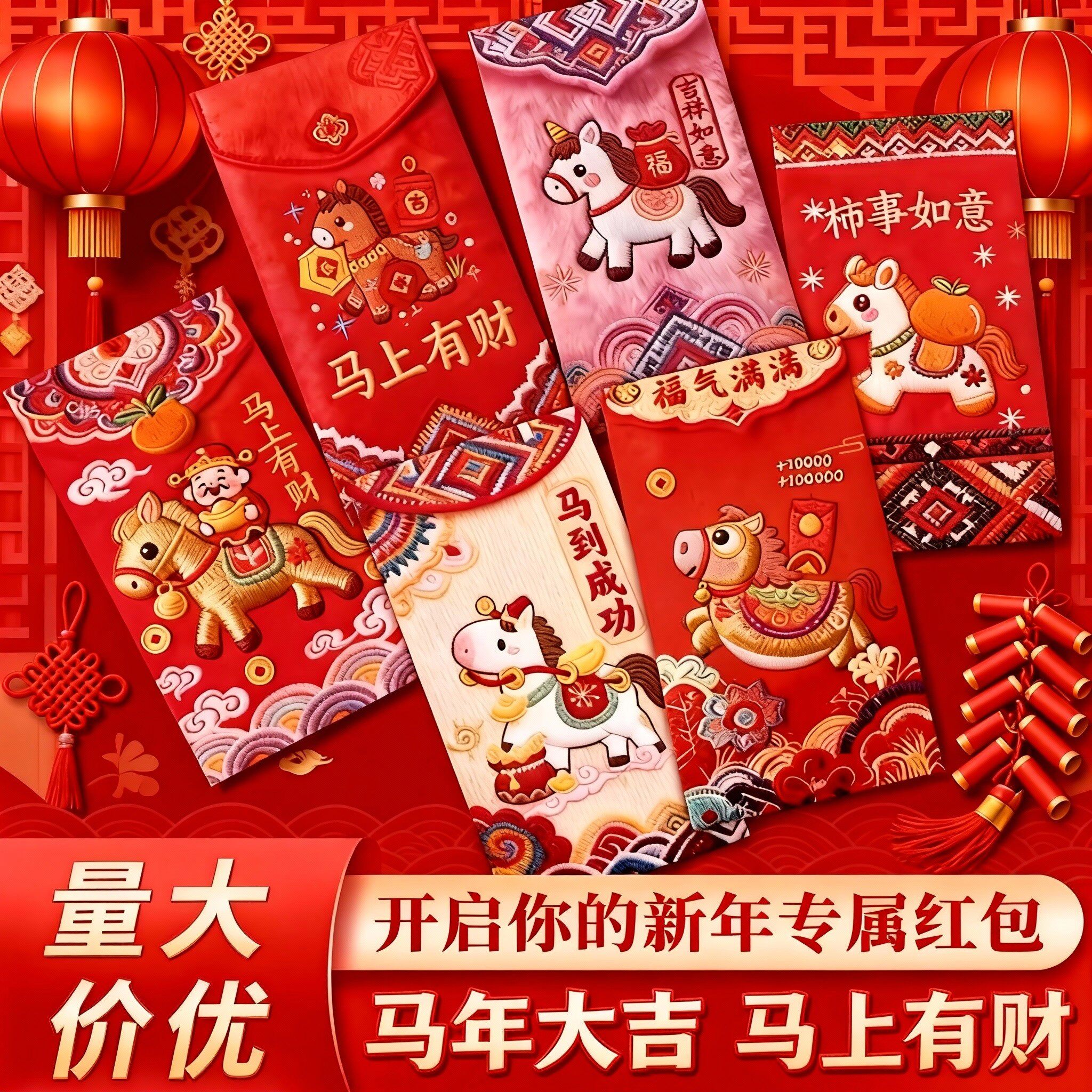 2026马年立体刺绣可爱利是封