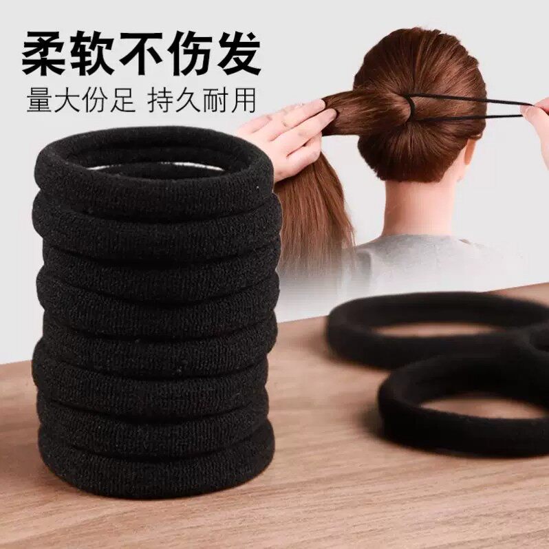 高弹不伤发黑色布艺发圈
