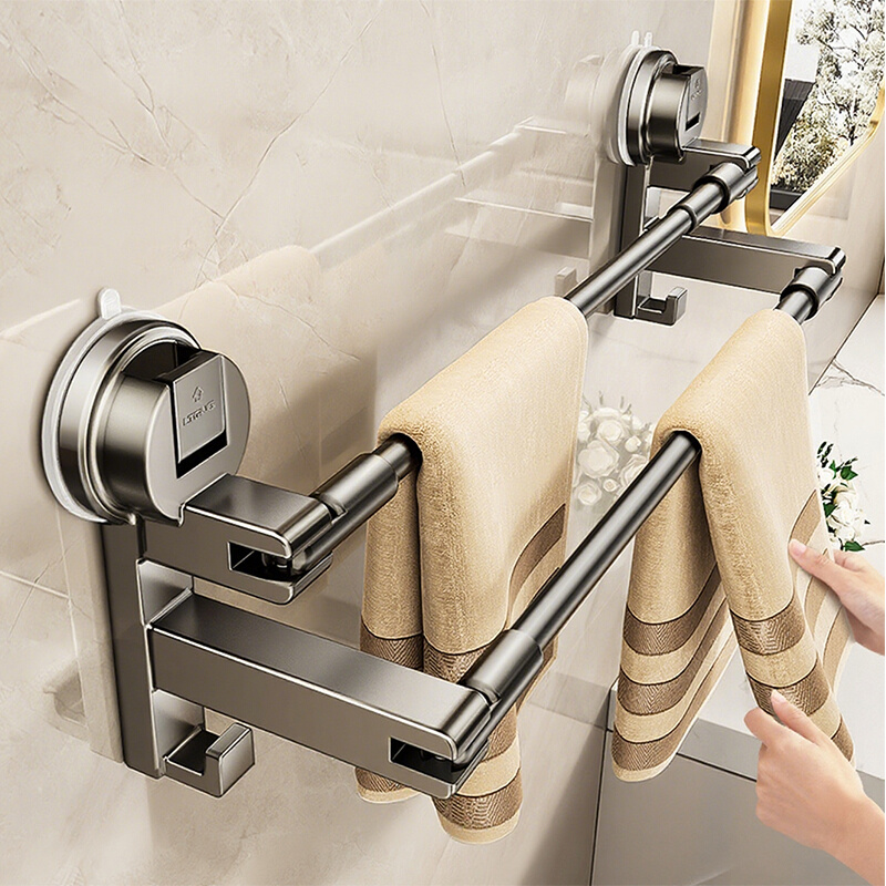 【吸附不掉落】旋转毛巾杆
