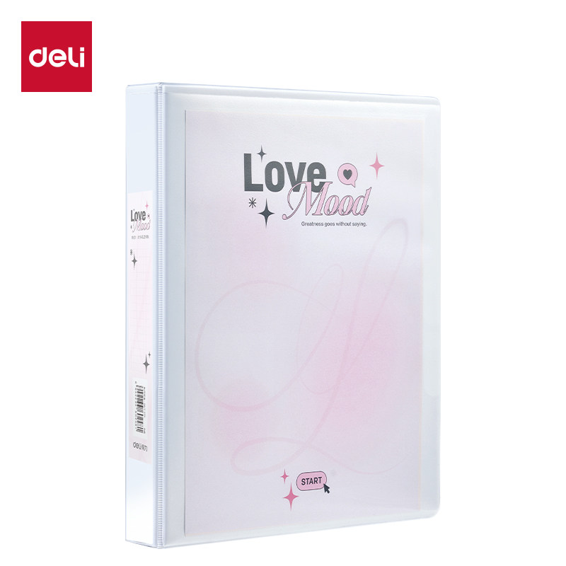 得力文件夹a4资料夹小学生专用试卷收纳整理夹ins风高颜值可换封面4孔活页夹可拆卸资料册透明插页办公档案夹