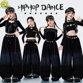 少儿爵士舞潮服女童时髦露脐长袖 jazz舞蹈服韩舞街舞走秀表演出服