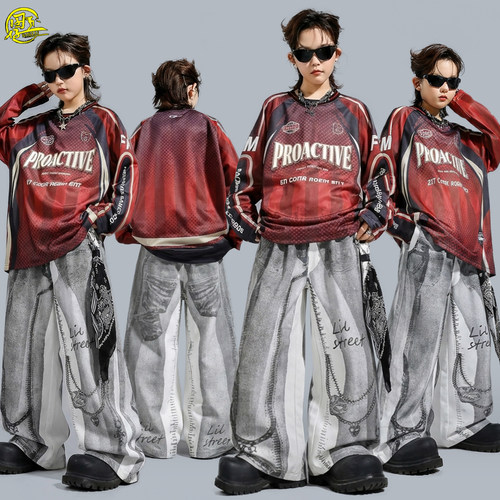 儿童美式长袖嘻哈街舞演出服套装