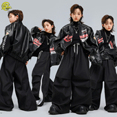 儿童街舞潮服男女童帅气机车服皮夹克嘻哈hiphop架子鼓走秀演出服