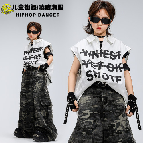 儿童机车风衬衫街舞架子鼓演出服