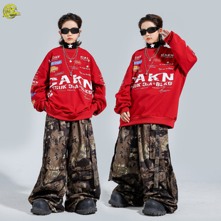 街舞儿童潮服男女童酷炫宽松卫衣嘻哈hiphop架子鼓元旦舞台演出服