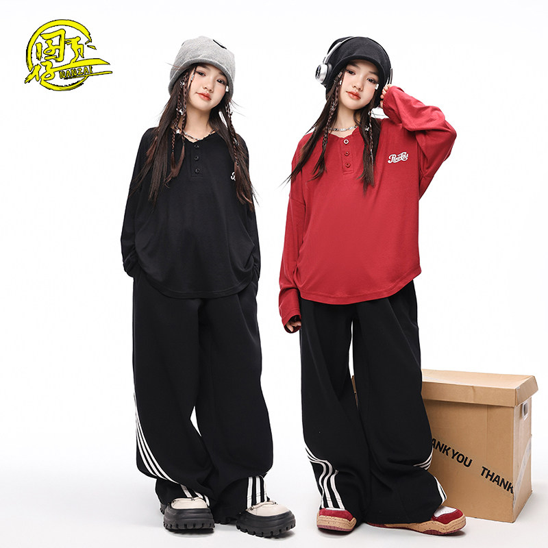 女孩子爵士舞服女童韩版长袖T恤练功服套装儿童嘻哈街舞演出服潮,童装/婴儿装/亲子装,儿童演出服,淘宝优惠券,粉丝福利购,淘宝优惠卷