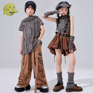 儿童街舞服男童连帽上衣嘻哈炸街架子鼓表演服女童爵士舞走秀服装