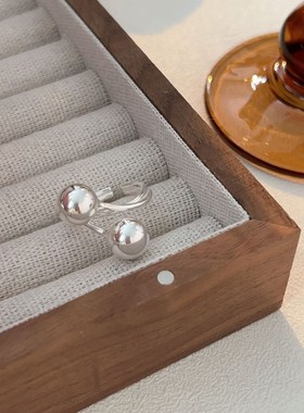 通体S925纯银圆珠不规则戒指