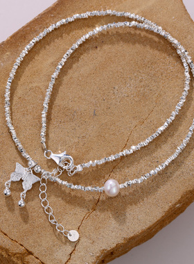 古罗珠宝s925银纯银锁骨链女生