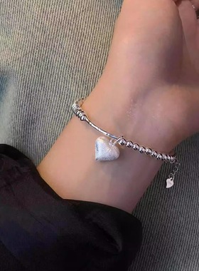 通体小众设计爱心手链s925纯银