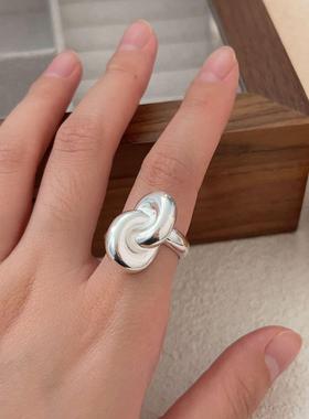 简约线条麻花戒指S925银