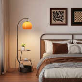 中古卧室床头柜落地灯客厅沙发边几小型置物架一体覆古台灯替代品