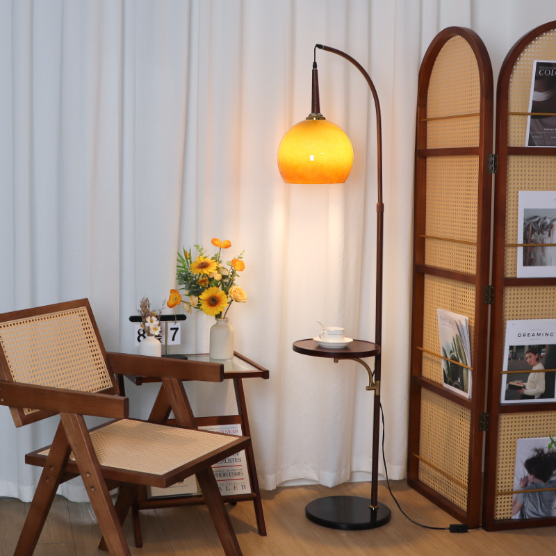 中古落地灯客厅沙发边角摆件高级感美式复古卧室床头置物氛围台灯