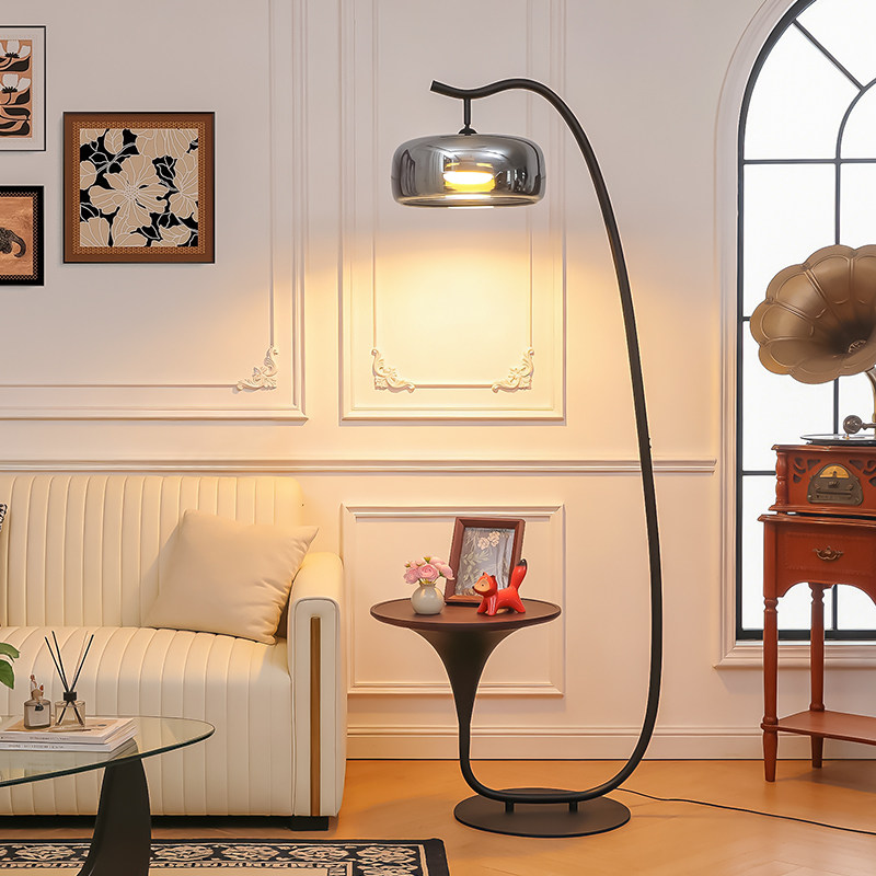 客厅意式极简落地灯沙发边轻奢茶几装饰设计感卧室氛围置物架台灯