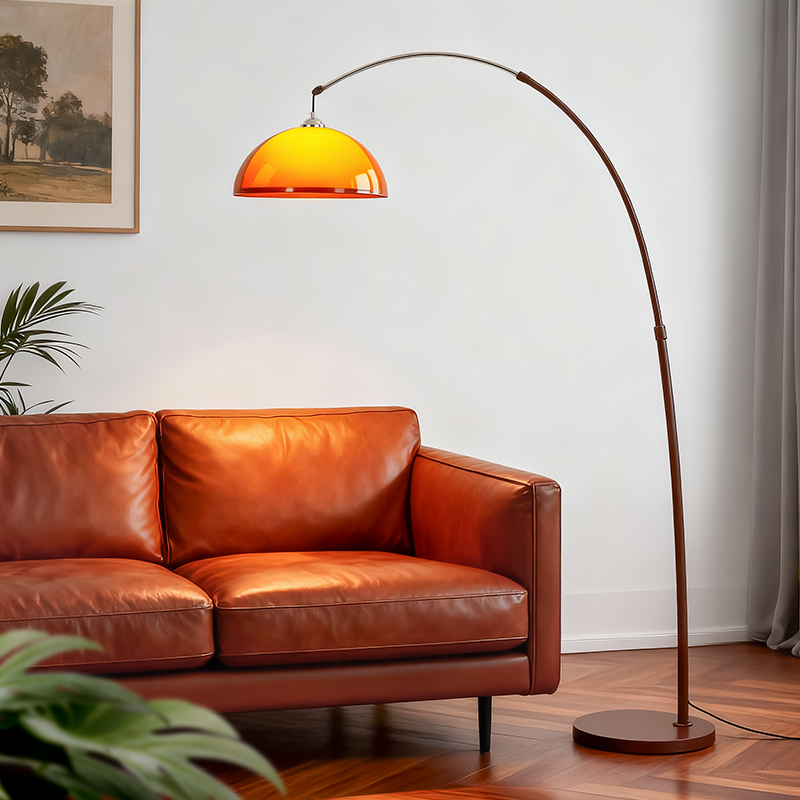 中古风客厅旁边落日钓鱼灯落地灯