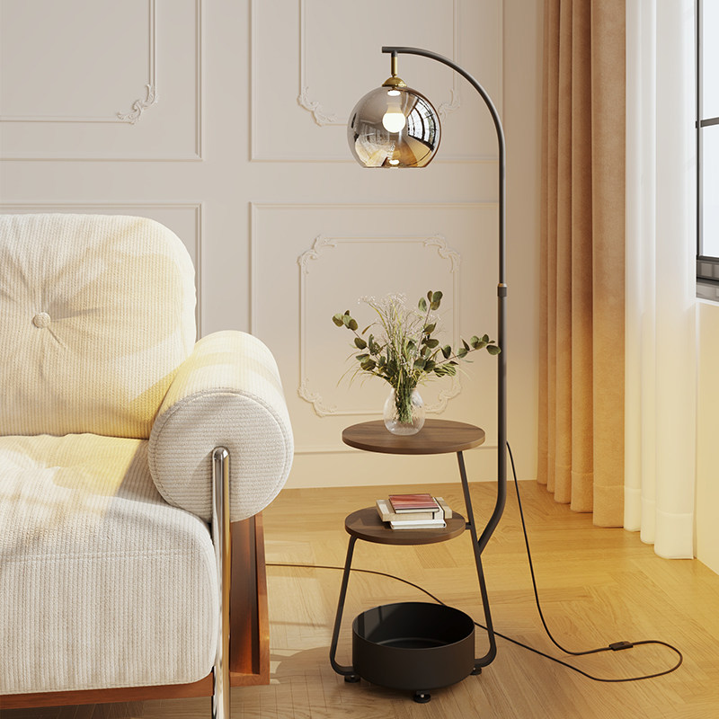 客厅沙发边几置物落地灯意式极简中古风氛围感卧室床头柜台灯一体