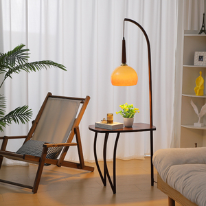 客厅柚子灯落地灯2023新款沙发边置物卧室美式复古艺术立式钓鱼灯