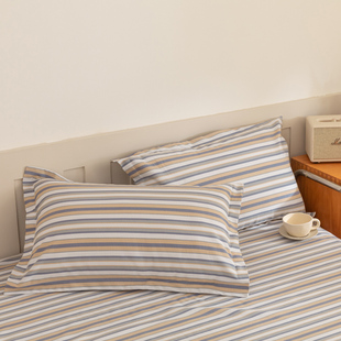 A类100纯棉加厚老粗布枕套全棉枕头套子单人枕芯套48x74cm一对装