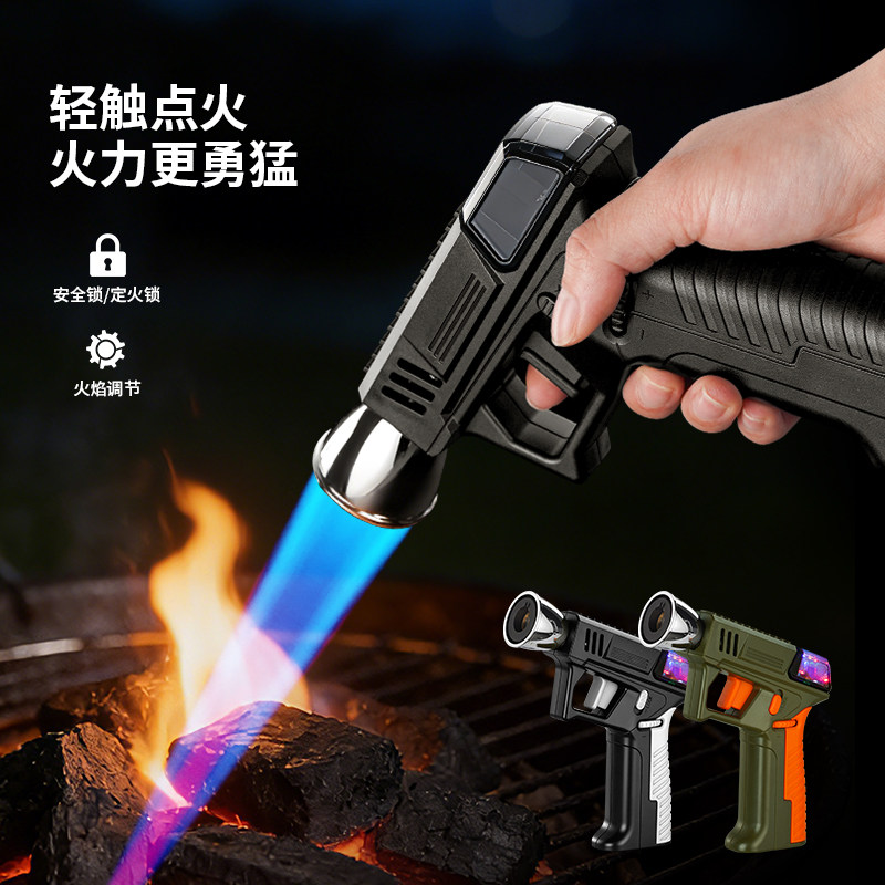 2026新款手枪可充气打火机防风充电烧猪毛神器艾灸点火器家用烘焙