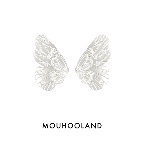 Mouhooland暮后之地蝴蝶系列蝶翼双层耳钉原创设计小众耳钉耳坠