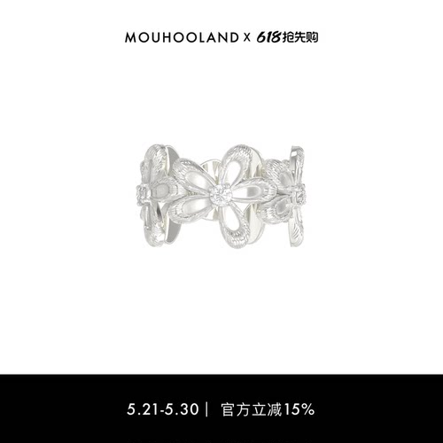 Mouhooland/暮后之地蕾丝小花戒指情侣款食指戒原创设计小众指环