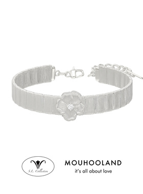 Mouhooland/暮后之地银标限定刺绣单花丝带手链925银镶培育钻石