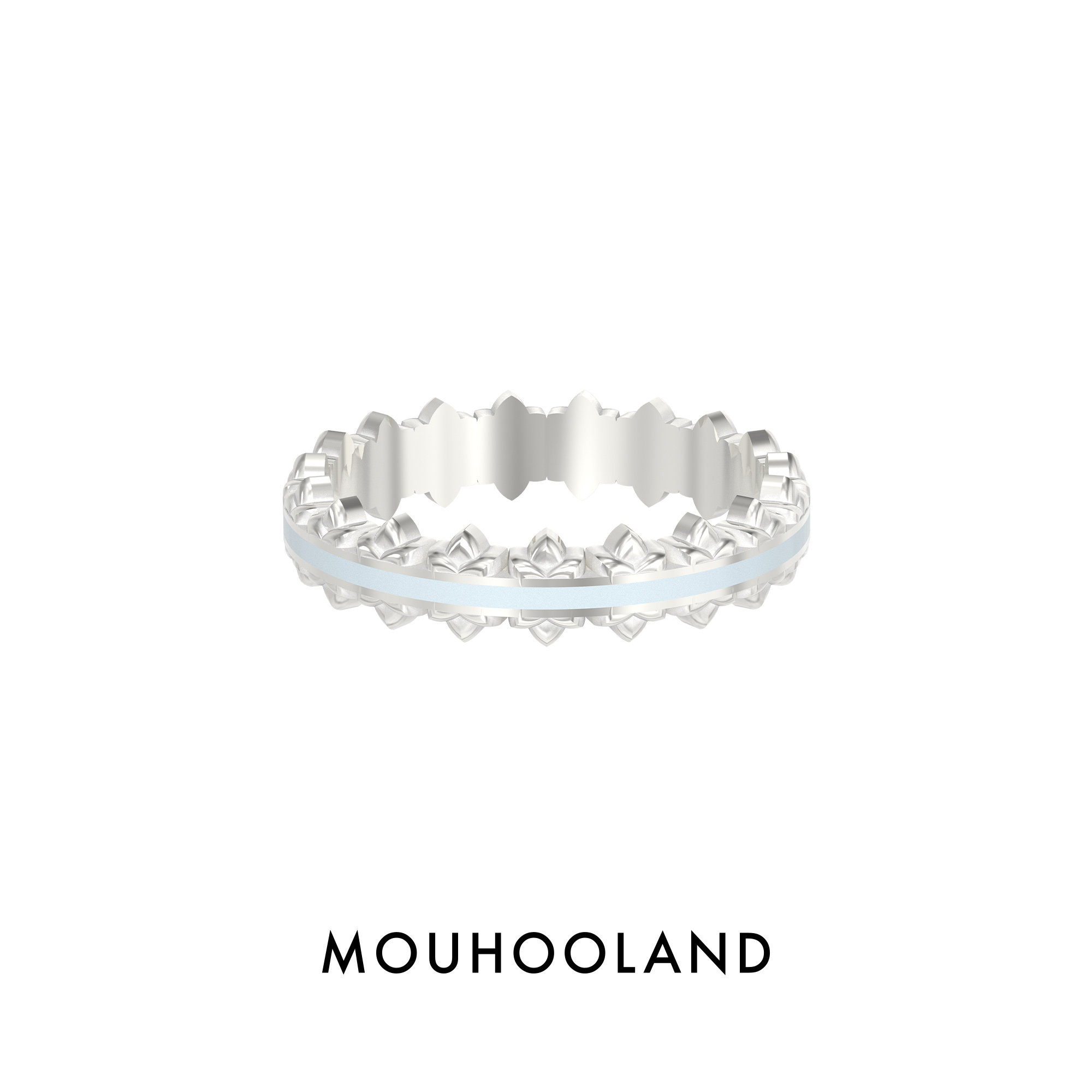 Mouhooland/暮后之地幸运花系列冰雾蓝幸运星波浪细戒简约指环图片