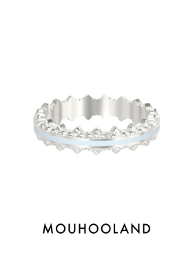 Mouhooland/暮后之地幸运花系列冰雾蓝幸运星波浪细戒简约指环