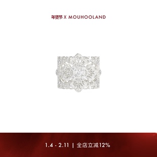 Mouhooland/暮后之地蕾丝花纹宽戒小众设计戒指情侣款指环原创