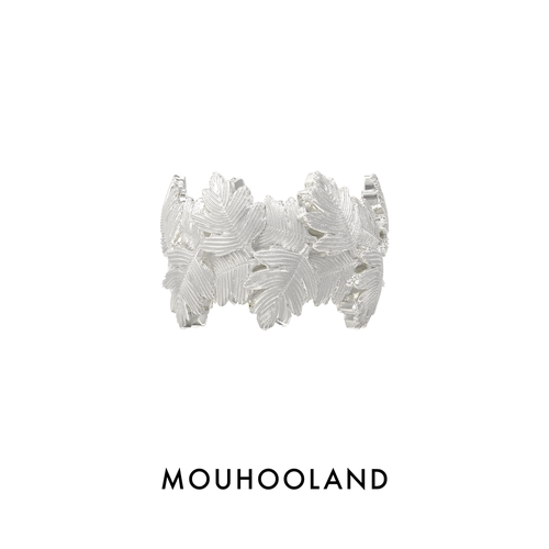 Mouhooland/暮后之地山楂叶戒指925银情侣款食指戒拉丝工艺指环