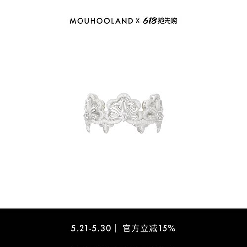 Mouhooland/暮后之地蕾丝花边戒指925银情侣款原创设计食指戒指环
